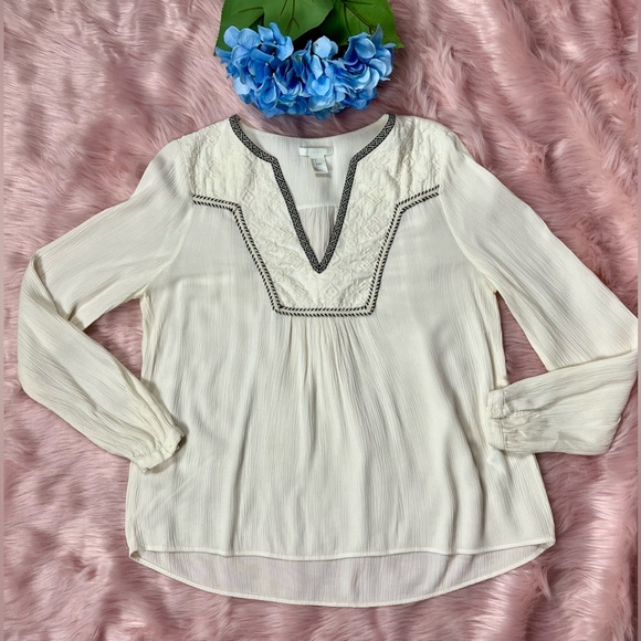 Ivory Blouse w/Embroidery Sz 6, By H&M - Picture 5 of 10